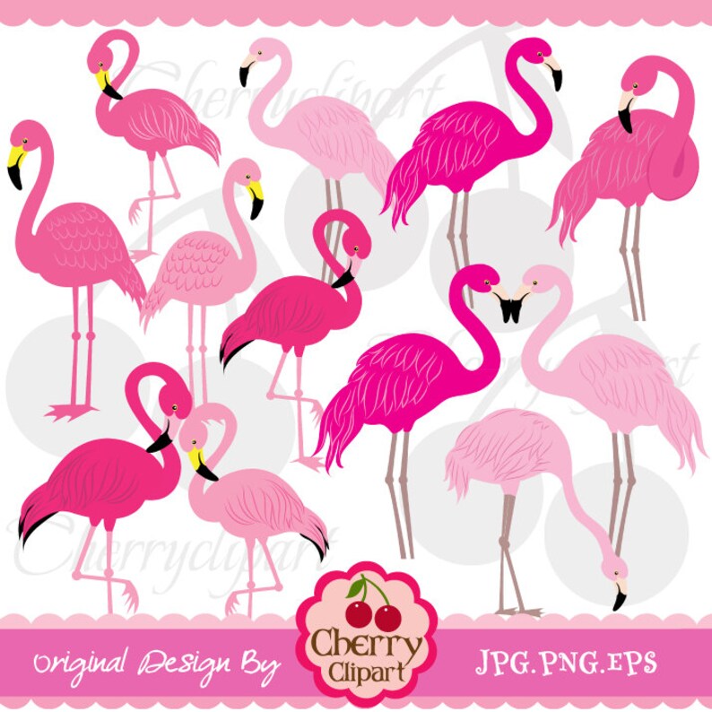 Pink Flamingo,Flamingo clipart,Valentine's Day digital clipart-Personal and Commercial Use-paper crafts,card making,scrapbooking,web design image 2