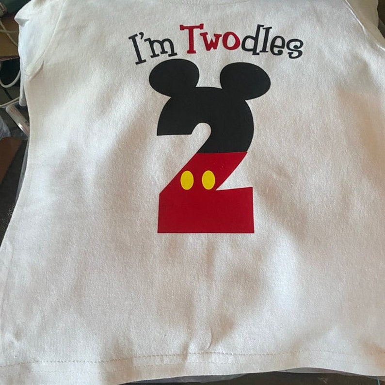 Birthday svg I'm Twodles svg, Mickey number 2 SVG, Birthday number 2 Silhouette & Cricut Cut Files, T-Shirt, Iron on, Transfer BIR32 image 5