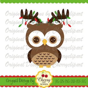 Christmas Reindeer Owl SVG Christmas Silhouette & Cricut Cut Files CHW41  -Personal and Commercial Use