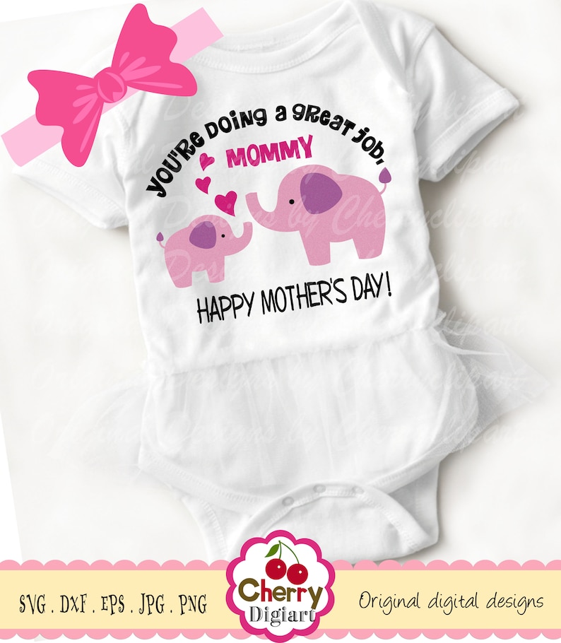Download Elephant with hearts SVG DXF Mother's Day two elephants | Etsy