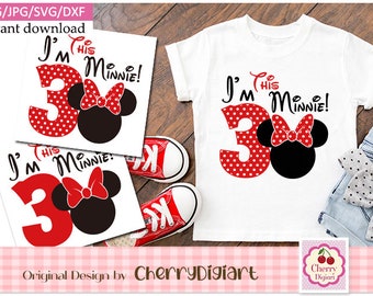 Birthday T-shirt svg, number 3 svg, I'm this Minnie svg png jpg Silhouette & Cricut Cut Files MMPACK401