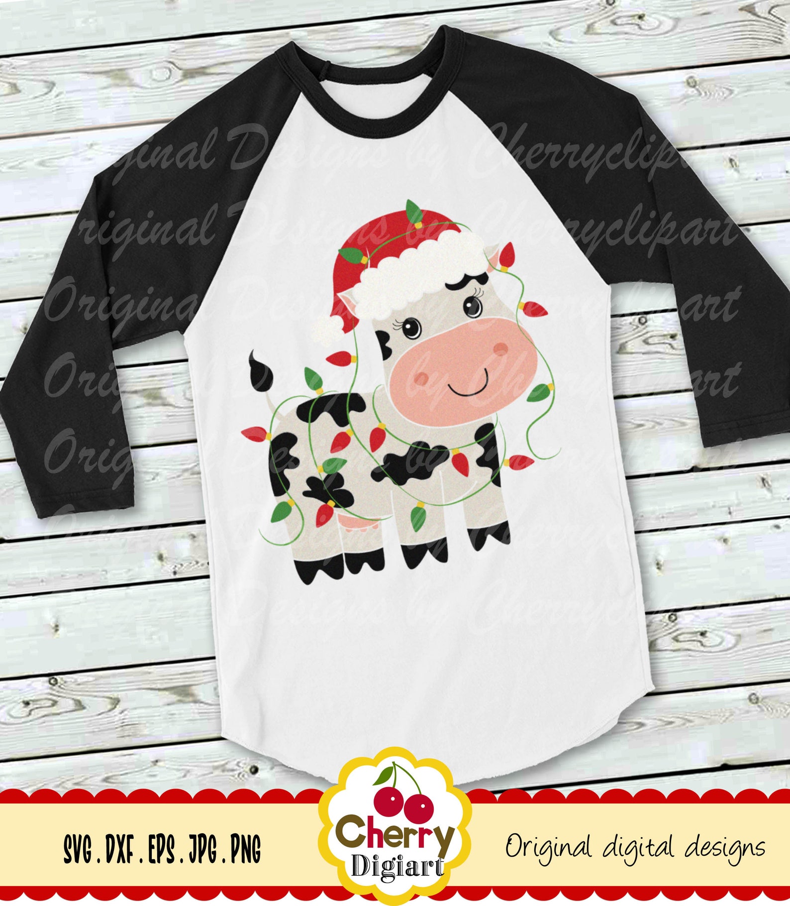 Christmas Cow Svg Cow With Christmas Lines Svg Jpg Png - Etsy