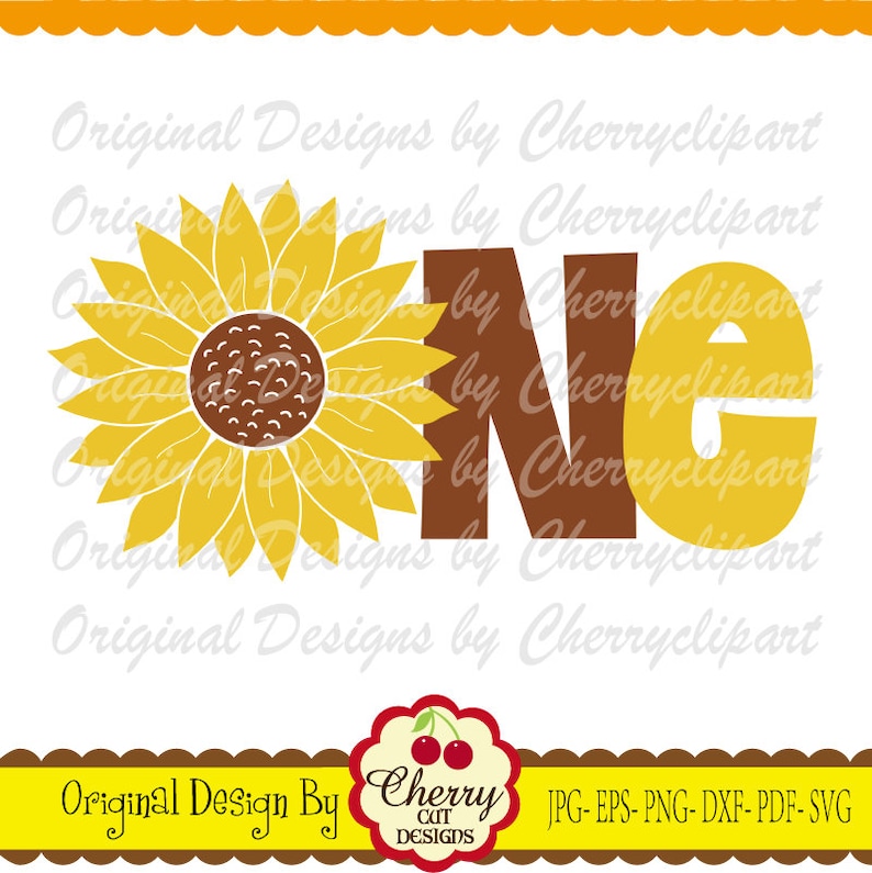 Download Sunflower One SVG Dxf Birthday One with Sunflower svg | Etsy