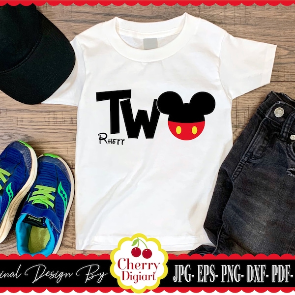 TWO Birthday Two Mickey Two svg png jpg Silhouette & Circut Cut Files MM95