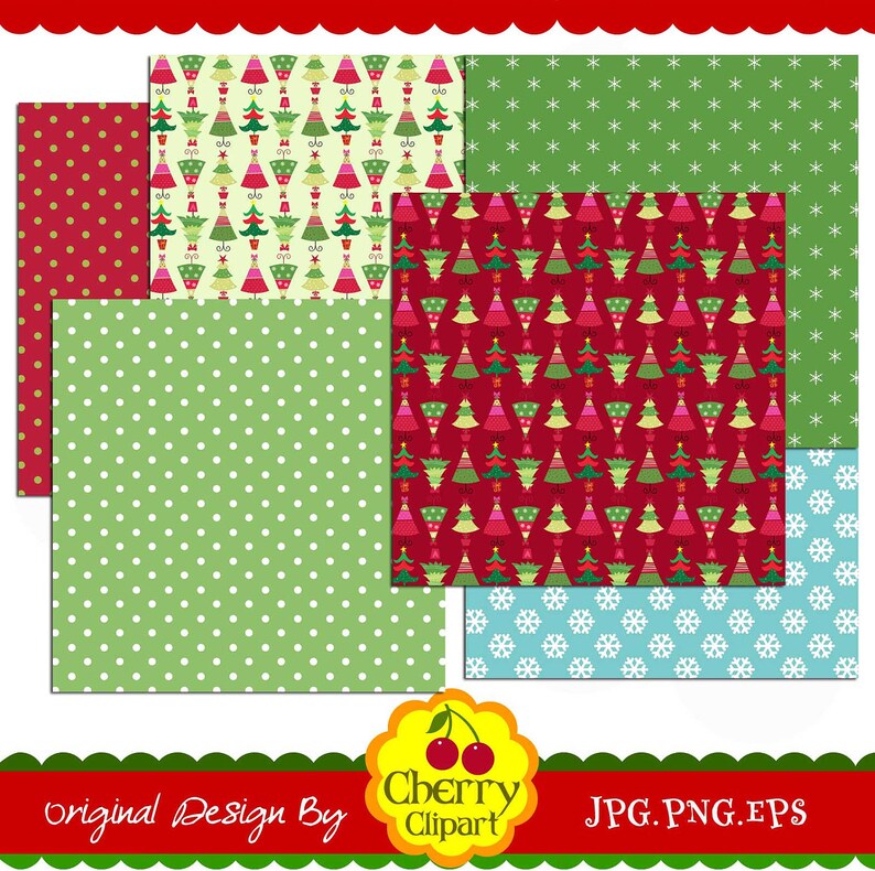 Christmas Funky Trees Digital Clip Art and Digital - Etsy