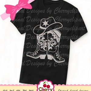 Cowgirl boots Silhouette svg dxf, Silhouette & Cricut Cut design, Cowgirl Clip Art, T-Shirt, Iron on, Transfer  AN87