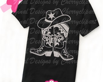 Cowgirl boots Silhouette svg dxf, Silhouette & Cricut Cut design, Cowgirl Clip Art, T-Shirt, Iron on, Transfer  AN87