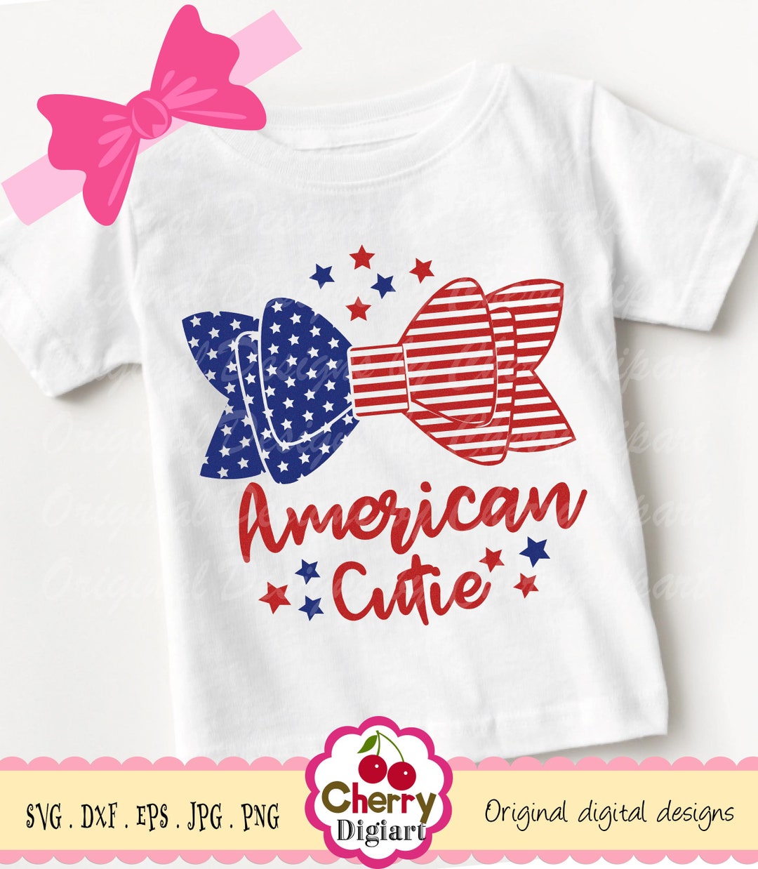 4th of July Bow SVG DXF Americam Flag Bow Svg Independence Etsy
