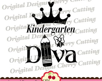 Kindergarten Diva png svg, Back to School png for Vinyl Cutters and Sublimations