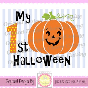 My 1st Halloween with pumpkin face, My first Halloween SVG, Silhouette Cut Files, Cricut Cut Files DIGICUT03 -Personal and Commercial Use