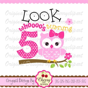 5th Birthday Owl SVG: Number 5 Cut File (Digital Download)