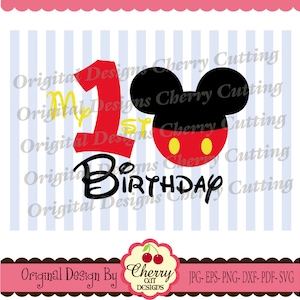 Meu 1º aniversário svg, Mickey número 1, festa de aniversário svg Silhouette e arquivos Cricut Cut