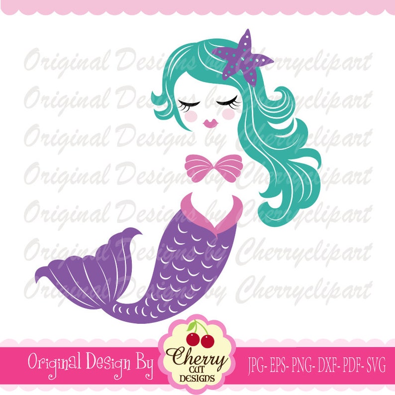 Mermaid svg Long hair mermaid svg Silhouette & Cricut Cut image 2.