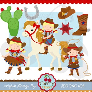 Cowgirl Digital Clip art Set for -Personal and Commercial Use-paper crafts,card making,scrapbooking,web design