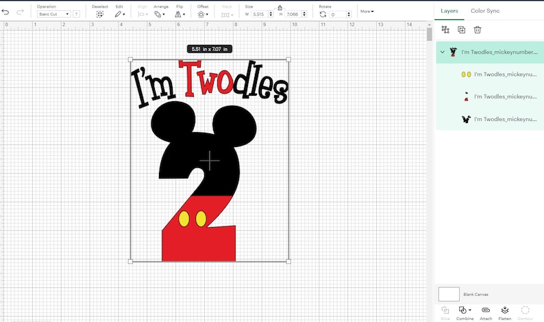 Birthday svg I'm Twodles svg, Mickey number 2 SVG, Birthday number 2 Silhouette & Cricut Cut Files, T-Shirt, Iron on, Transfer BIR32 image 6