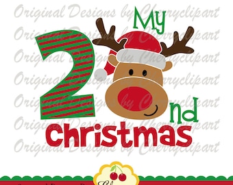 My 2nd Christmas Reindeer Boy SVG DXF Christmas Reindeer Silhouette & Cricut Cut Files CHSVG36 -Personal and Commercial Use