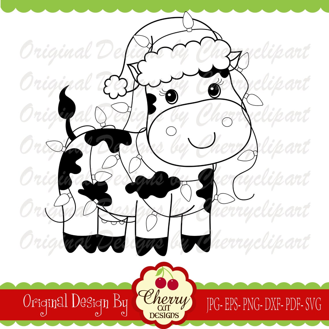 Christmas Cow Svg Cow With Christmas Lines Svg Jpg Png - Etsy