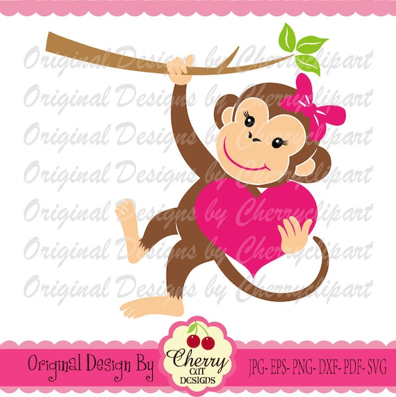 Download Valentines Day Monkey Svg Baby Monkey Girl Svg Silhouette Etsy