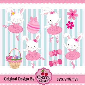 Pink Tutu Easter Bunny_Ballerina Bunny 02 digital clip art set -Personal and Commercial Use-for paper crafts,card making,scrapbooking