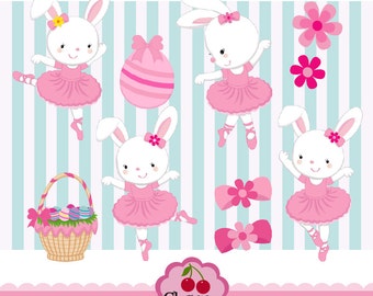 Pink Tutu Easter Bunny_Ballerina Bunny 02 digital clip art set -Personal and Commercial Use-for paper crafts,card making,scrapbooking