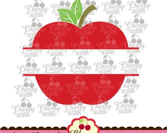 Split School Apple Svg dxf eps Back to School Silhouette & Cricut Cut degisn -Personal and Commercial Use SCH10