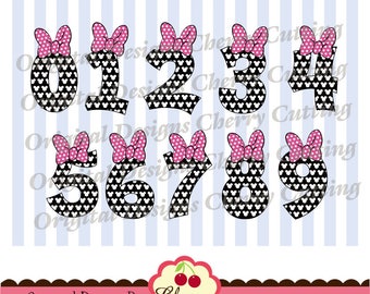 Minnie Numbers SVG DXF cut files, Birthday Numbers Silhouette & Cricut Cut Files -Personal and Commercial Use