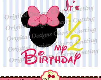 Minnie Mouse 1/2 Birthday PNG SVG: Sublimation Art & Cut File (Digital Download)