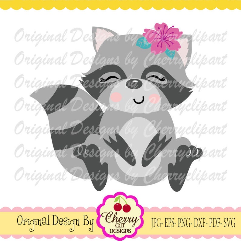 Download Raccoon Baby Raccoon with flower svg Jungle Animal svg | Etsy