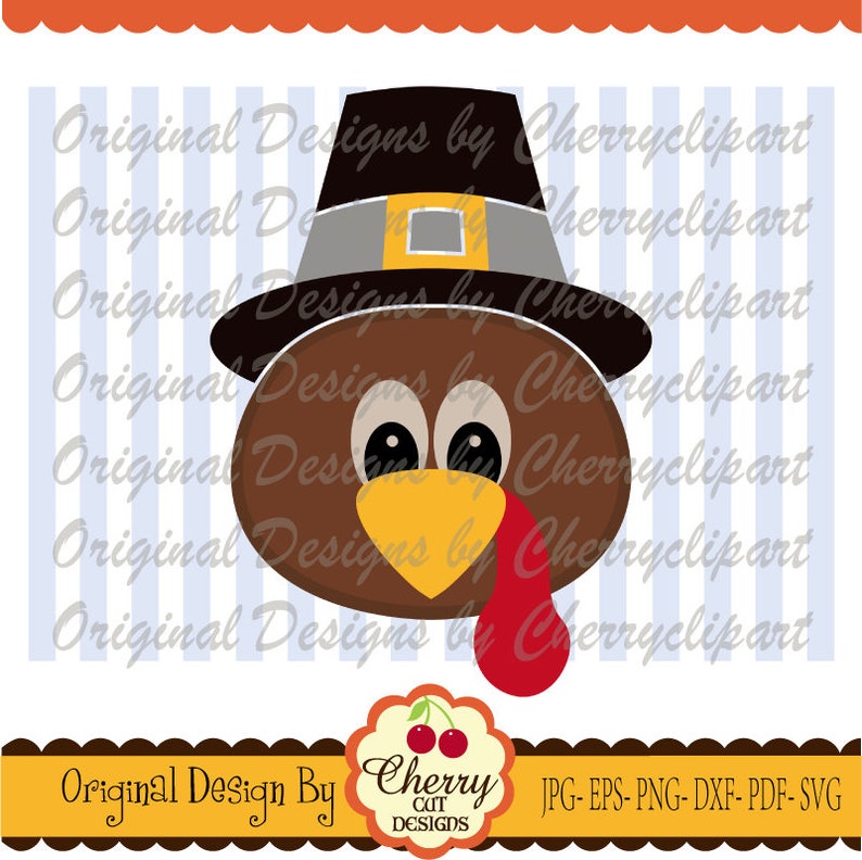 Thanksgiving Pilgrim Hat Turkey boy ,Thanksgiving Silhouette & Cricut Cut Files DGTH31-Personal and Commercial Use image 1