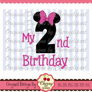 My 2nd Birthday Minnie Number 2 Svg Dxf,Birthday Silhouette & Cricut Cut Files BIR54 -Personal and Commercial Use