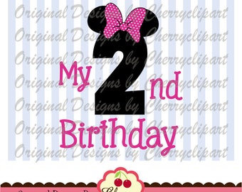 Minnie 2nd Birthday SVG PNG: Sublimation Art & Cut File (Digital Download)