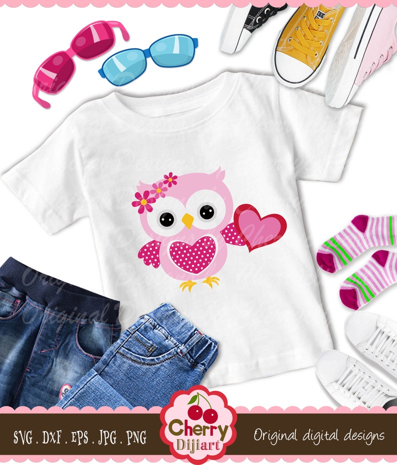 Download Owl svg dxf Owl with heart Valentine's Day Flower Owl | Etsy