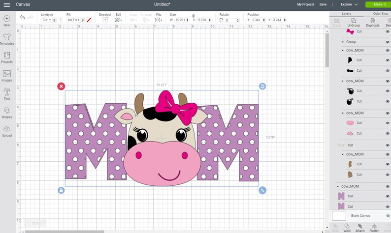 Download Cow Face SVG Cow MOM svg Farm Animal svg Silhouette and | Etsy