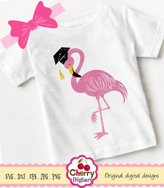 Flamingo SVG DXF Graduation Cap 