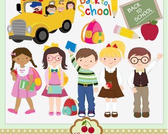 Back to school kids digital clip art set for -Personal and Commercial Use-paper crafts,card making,scrapbooking,web design