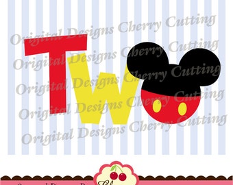 Birthday T-shirt svg, Birthday TWO with Mickey, Mickey TWO svg Silhouette & Cricut Cut Files BIR01