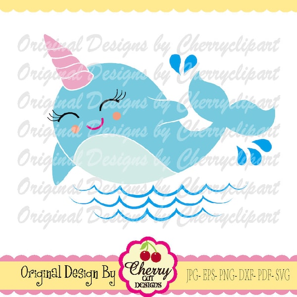 Narwhal svg dxf, narwhal for girls Silhouette Svg, Animal SVG Silhouette & Cricut Cut design, Clip Art, T-Shirt, Iron on, Transfer  AN97