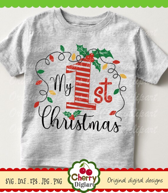 My 1st Christmas Svg Christmas Number 1 Svg Silhouette & | Etsy