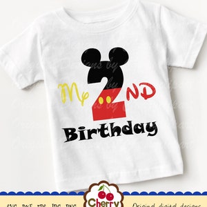 My 2nd Birthday SVG DXF, Mickey number 2 Silhouette & Cricut Cut design, Mickey number 2 Clip Art, T-Shirt, Iron on, Transfer