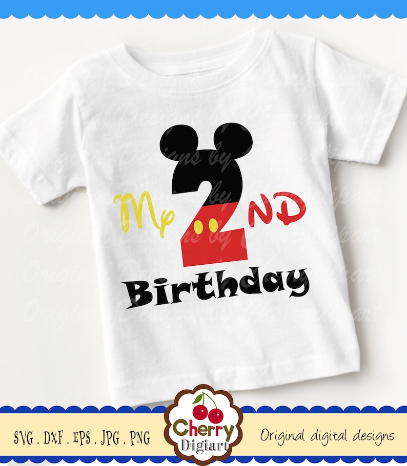 Download My 2nd Birthday SVG DXF Mickey number 2 Silhouette & Cricut | Etsy