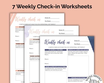 Printable Weekly Connection Check-In, Parents of Teens Tween Mom Reflection Journal, Intentional Parenting Worksheet,  Mindful Parenting SEL