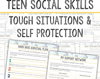 Teen Social Skills Printable Worksheets Bullying SEL Worksheets for Middle School Counselor Tween Self Advocacy Bystander Anti Bullying Tool