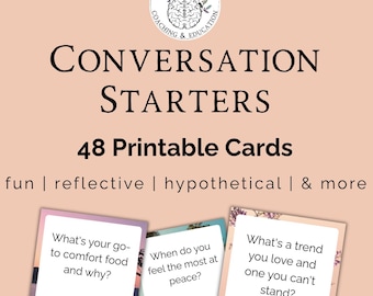 Printable Conversation Starter Cards for Parents and Teens, Family Dinner Discussion Cards, Tween Mom Connection Cards, Classroom Counselor