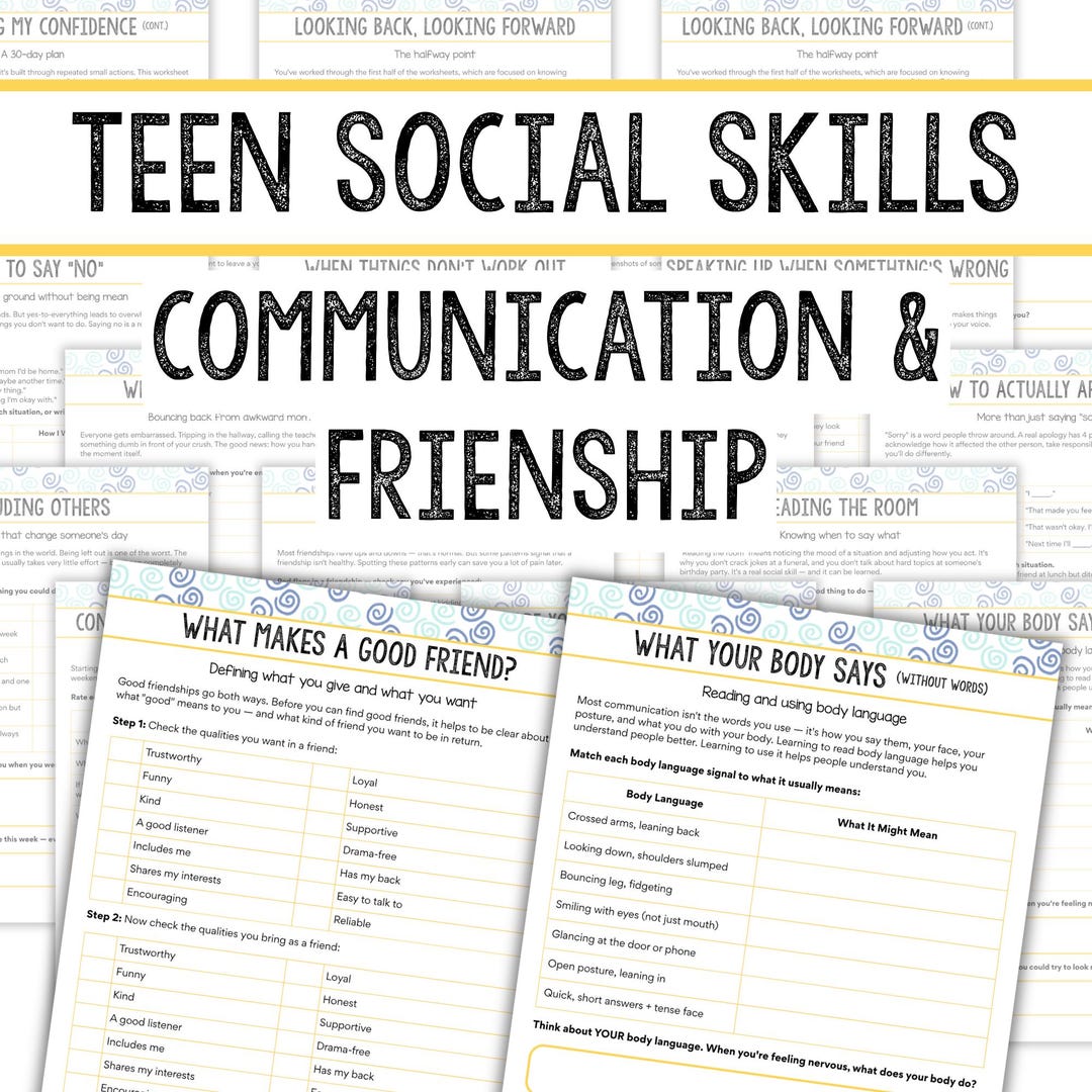 Teen Social Skills Printable Worksheets Friendship SEL Worksheet for ...