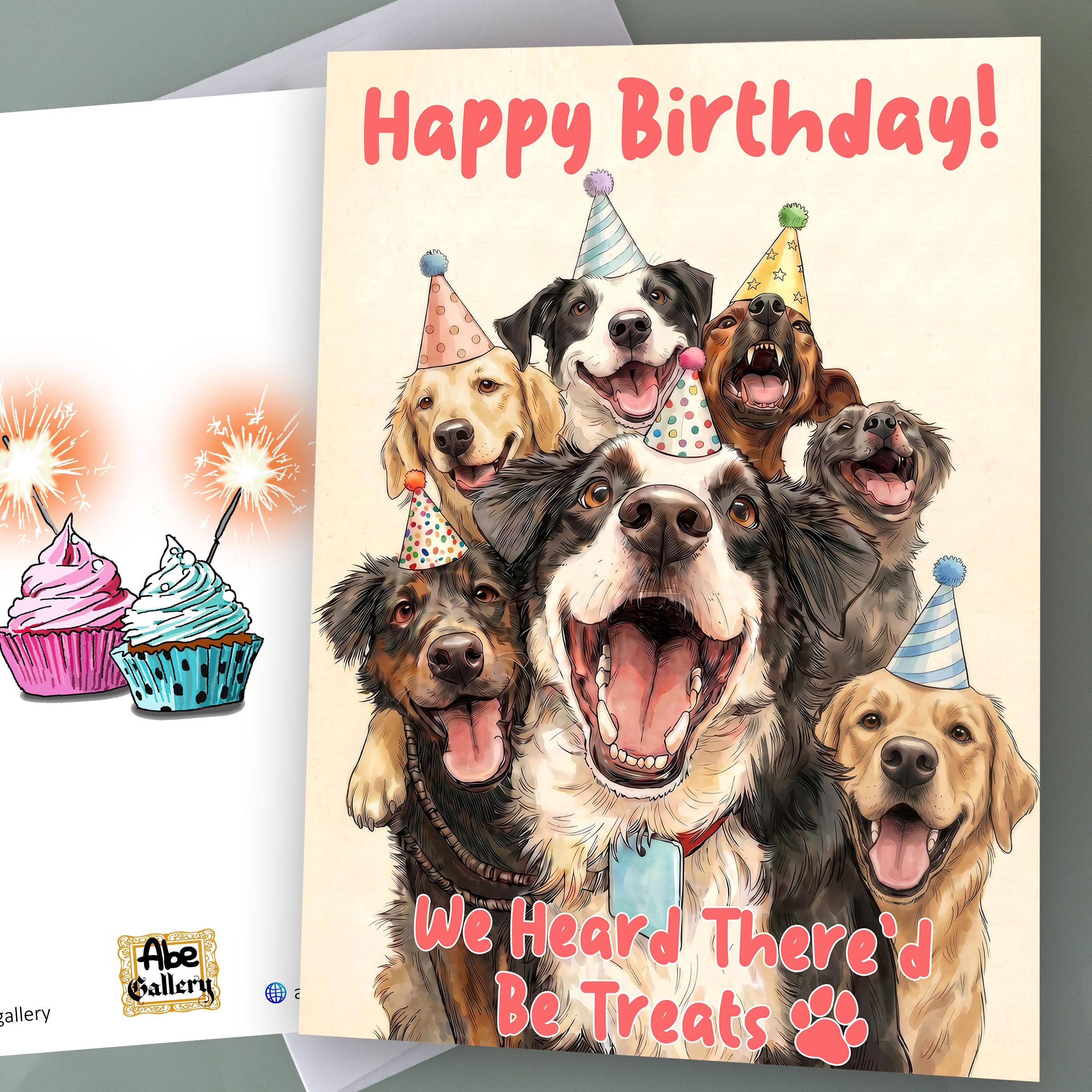 Dogs Birthday Cards - Happy Party Funny Birthday Card Gift for Dog ...
