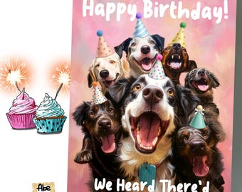 Dogs Birthday Cards - Party Funny Birthday Card Gift For Dog Lovers