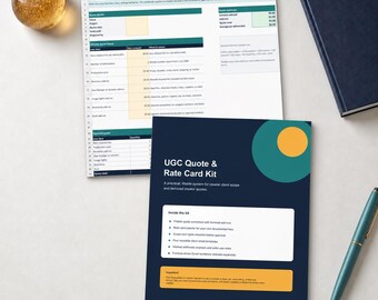 UGC Rate Card Template & Quote Calculator | Creator Pricing Spreadsheet, Fillable PDF, Usage Rights Checklist