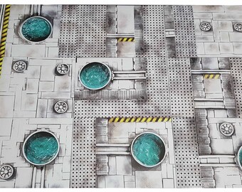 Industrial Gaming Board - Print and Play Terrain - modular game mat for Warhammer 40k, Age of Sigmar, AoS, Warmachine, Hordes, and more!