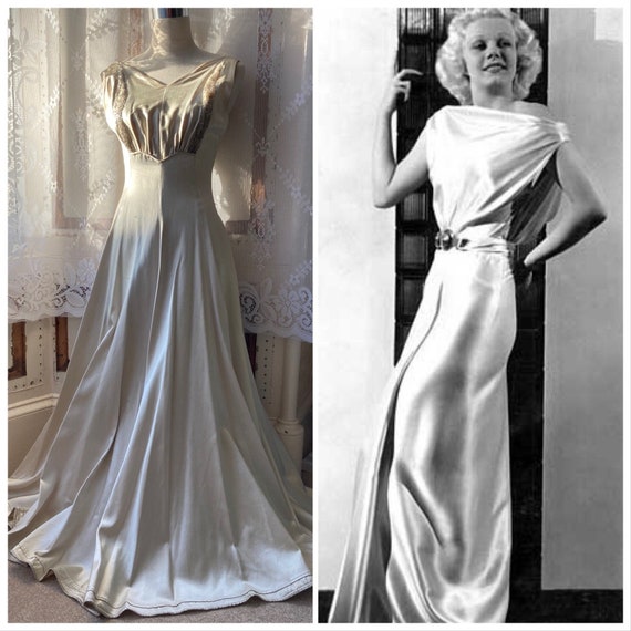 Original Art Deco 20s/30s duchess satin Gatsby wed