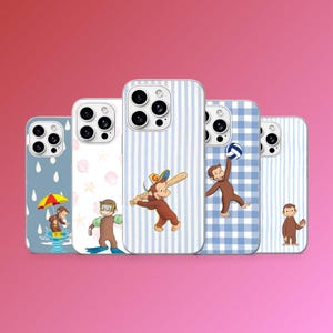 Curious Monkey Phone Case George Cartoon Cover for iPhone 17Pro, 16, 15, 14, 13, 12, Samsung S26, S25, S24, S23Fe, A16, A56, Pixel 10, 9Pro